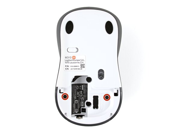 How to Open Your Logitech M310 Wireless Mouse, Remove the case screws: crwdns2935265:04crwdnd2935265:01crwdnd2935265:03crwdne2935265:0