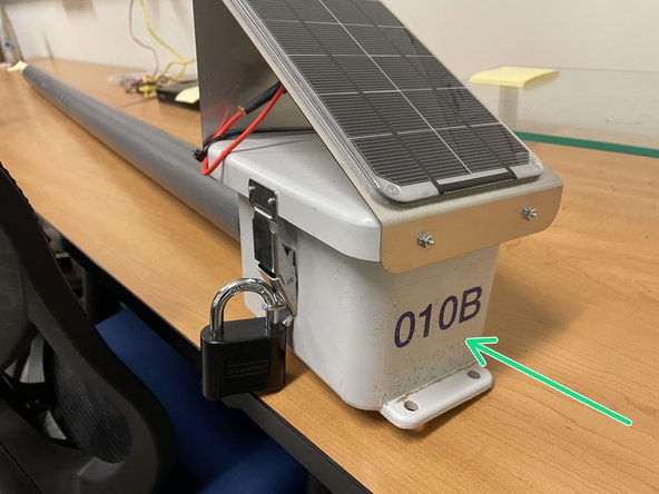 GI Node with Pressure Transducer Assembly, Applying Open-Storm and Node ID stickers: step 31, image 2 of 3