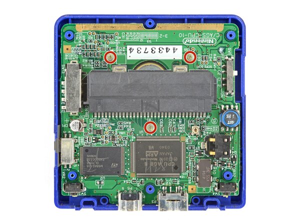 Nintendo Game Boy Advance SP Buttons Replacement, Remove the motherboard screws: crwdns2935265:010crwdnd2935265:01crwdnd2935265:02crwdne2935265:0