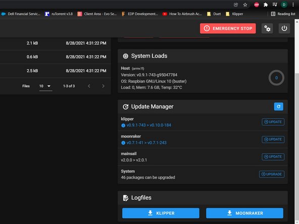 Replacing Duet 2 WiFi with Fysetc Spider v2.2, Updating the Pi: crwdns2935265:07crwdnd2935265:02crwdnd2935265:02crwdne2935265:0