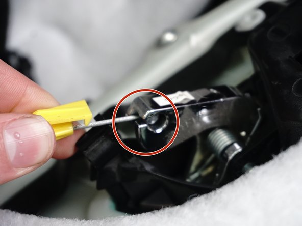 2016 Chevy Cruze Door Alarm Disassembly, Removing the actuator clip: step 4, image 3 of 3