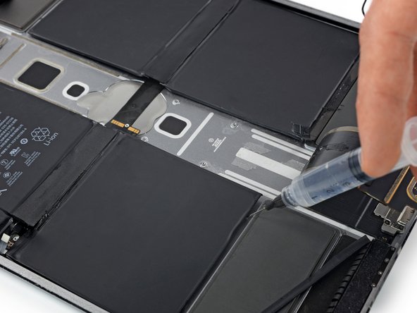 iPad Pro 12.9" 2nd Gen Battery Replacement, Loosen the bottom left battery cell: crwdns2935265:070crwdnd2935265:03crwdnd2935265:03crwdne2935265:0