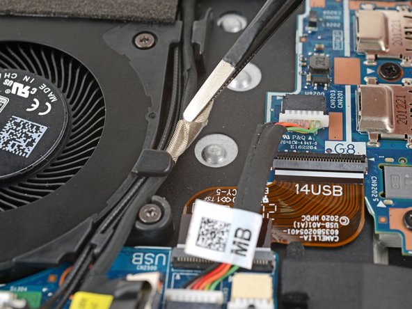 HP EliteBook 845 G8 Fan Replacement, Peel up the fan tape: crwdns2935265:010crwdnd2935265:02crwdnd2935265:02crwdne2935265:0