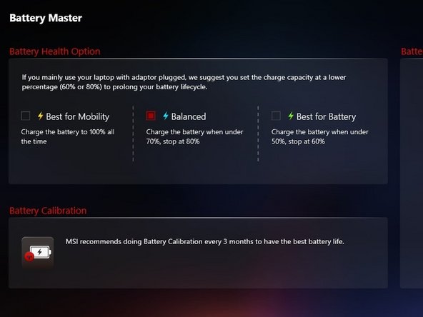 MSI GF65 10UE Battery Replacement, Battery Calibration (Non Essential): crwdns2935265:06crwdnd2935265:02crwdnd2935265:02crwdne2935265:0