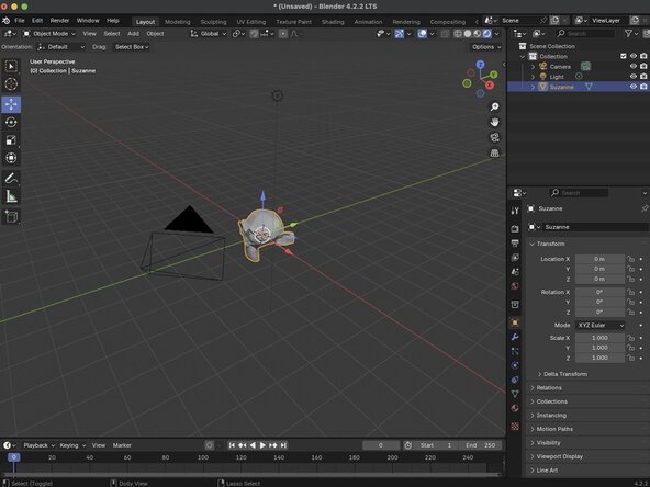 Getting Started with Blender, Moving Objects in a Scene: crwdns2935265:09crwdnd2935265:02crwdnd2935265:03crwdne2935265:0