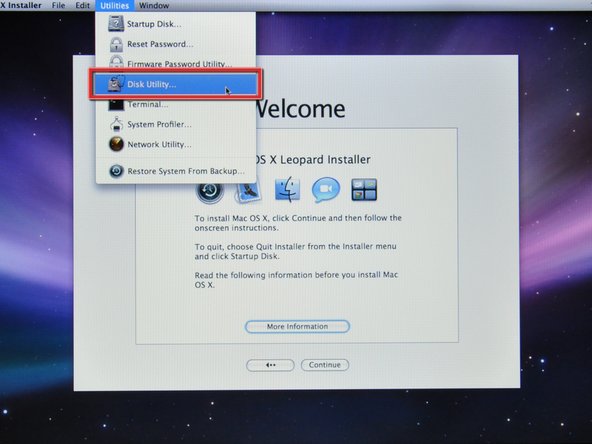 Installing Mac OS X 10.5 Leopard: step 3, image 2 of 2