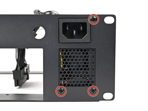 How to Rack Mount your Framework Desktop, Install the power supply screws: crwdns2935265:02crwdnd2935265:01crwdnd2935265:02crwdne2935265:0