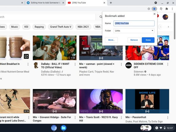 Create bookmarks for web pages, Create a new bookmark: step 1, image 3 of 3