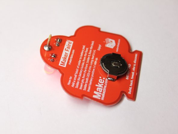 Learn to solder electronics with the Maker Shed Solder Badge!, Install the battery: crwdns2935265:022crwdnd2935265:02crwdnd2935265:02crwdne2935265:0