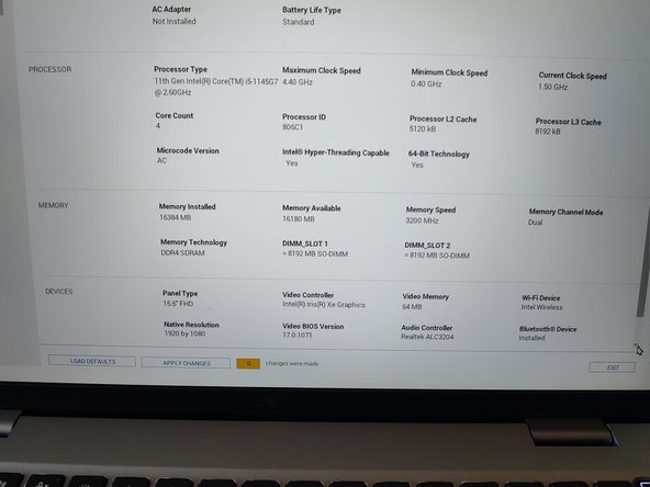RAM Replacement on Dell Latitude 5520 and 5530, Tests and validation: crwdns2935265:06crwdnd2935265:02crwdnd2935265:03crwdne2935265:0