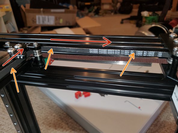 6. X Carriage and Belts, Belt Routing: crwdns2935265:09crwdnd2935265:02crwdnd2935265:03crwdne2935265:0