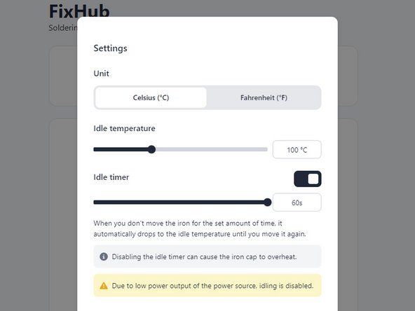 How to Use the FixHub Web Console, Adjust the idle timer: crwdns2935265:08crwdnd2935265:03crwdnd2935265:03crwdne2935265:0