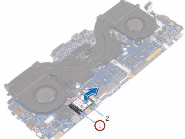 Dell Alienware 13 R2 Wireless Card Replacement, Slide the Wireless Card: crwdns2935265:079crwdnd2935265:02crwdnd2935265:02crwdne2935265:0