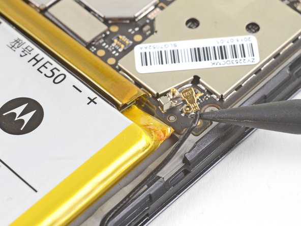 Motorola Moto E4 Plus LCD and Digitizer Replacement, Disconnect the antenna cable: step 8, image 2 of 2