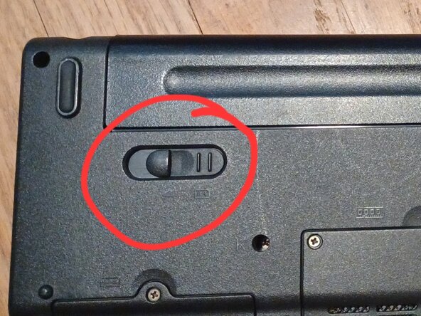 Gateway MT6728 Battery Replacement, Location Switches: step 1, image 2 of 3