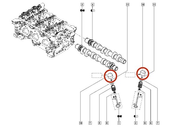 H4D: Culasse et haut moteur, Arbres à cames et soupapes: étape 9, image 1 de 1