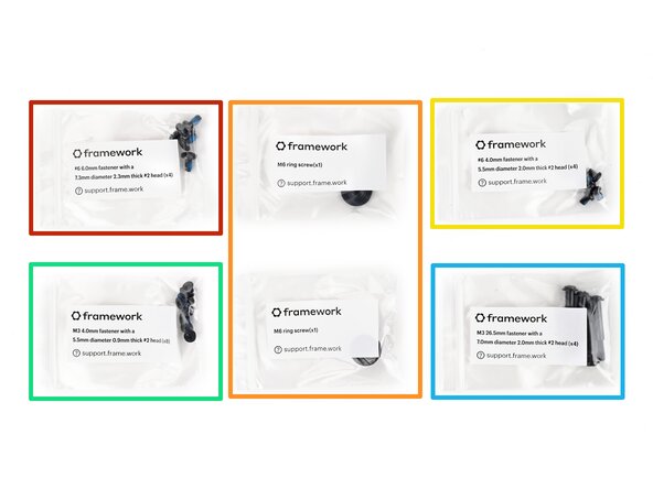 Framework Desktop Fastener Kit, Fastener information: paso 1, imagen 1 de 2