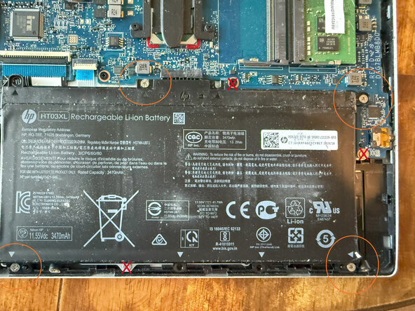HP Pavilion-15-cs3063cl Battery Replacement, Remove Back Panel, Locate Battery Screws: crwdns2935265:04crwdnd2935265:02crwdnd2935265:02crwdne2935265:0