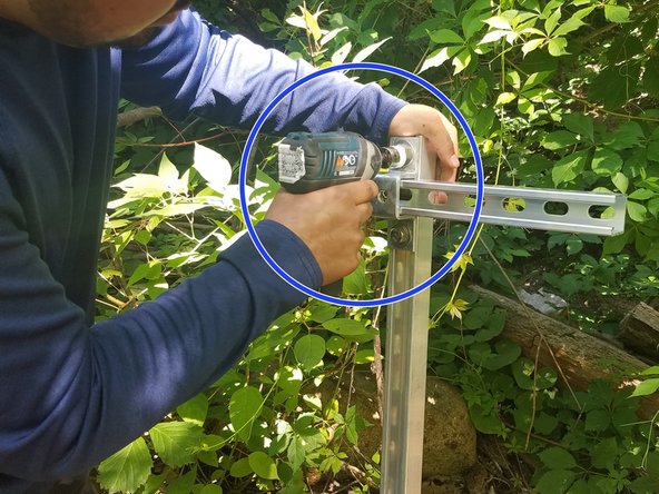 Depth Sensor Node Streambed Installation Procedure, Attaching the strut channel arm: step 4, image 2 of 3