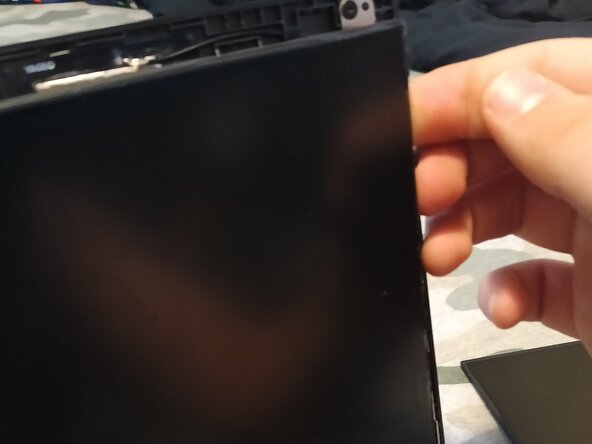 Asus VivoBook 14" E410MA Screen Replacement, Peeling the screen out.: step 4, image 2 of 3