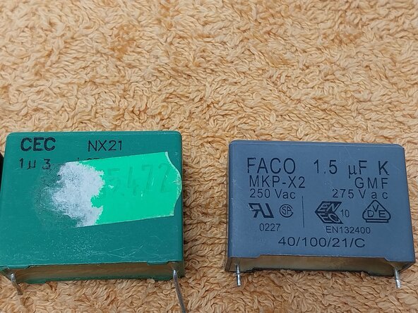 Reparación luminaria de emergencia AERLUX cambio condensador 1,2 uF: paso 5, imagen 2 de 2