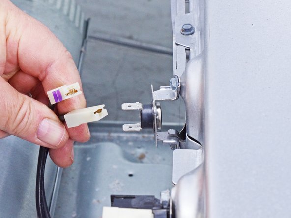 Whirlpool WED87HED Dryer Heating Element Testing and Replacement, Disconnect the thermal cutoff switch: crwdns2935265:051crwdnd2935265:03crwdnd2935265:03crwdne2935265:0
