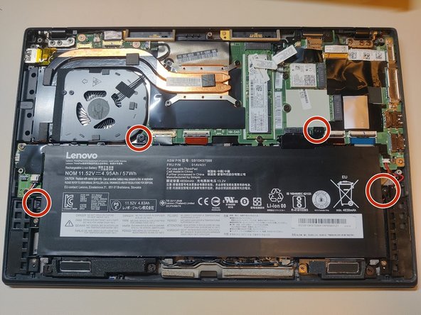 Lenovo ThinkPad X1 Carbon 6th Gen CMOS Battery Replacement, Re-install the main battery: crwdns2935265:011crwdnd2935265:02crwdnd2935265:02crwdne2935265:0