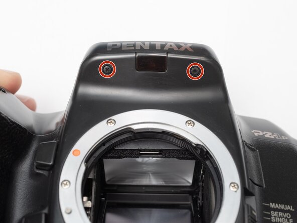 Pentax PZ-1p Top Cover Removal, Remove top cover screws: crwdns2935265:02crwdnd2935265:01crwdnd2935265:03crwdne2935265:0