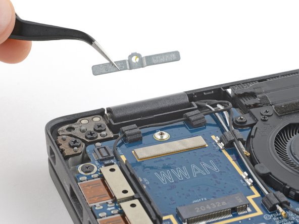 Dell Latitude 7410 I/O Board Replacement, Remove the WWAN cable bracket: crwdns2935265:011crwdnd2935265:03crwdnd2935265:03crwdne2935265:0