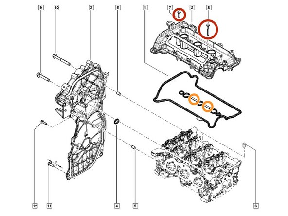 H4D: Culasse et haut moteur, Culasse, couvre-culasse et cache distribution: étape 8, image 1 de 2