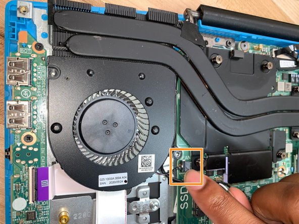 Dell G3 3500 Disassembly, Remove the left fan: crwdns2935265:010crwdnd2935265:02crwdnd2935265:03crwdne2935265:0