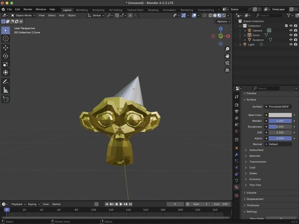 Getting Started with Blender, Rotating an Object: crwdns2935265:012crwdnd2935265:03crwdnd2935265:03crwdne2935265:0