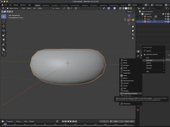 Basic Modeling, Subdividing your Surface: crwdns2935265:04crwdnd2935265:02crwdnd2935265:03crwdne2935265:0