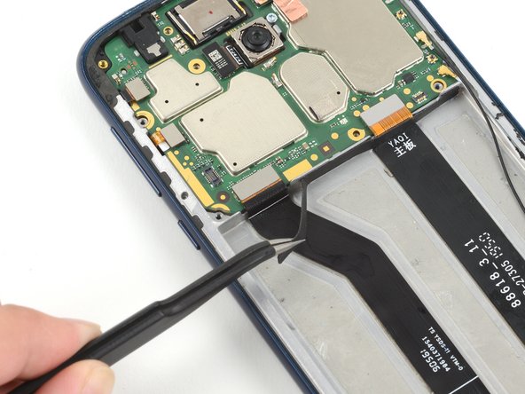 Use a pair of tweezers to carefully peel back the black rubber tape securing the screen connector to the midframe.