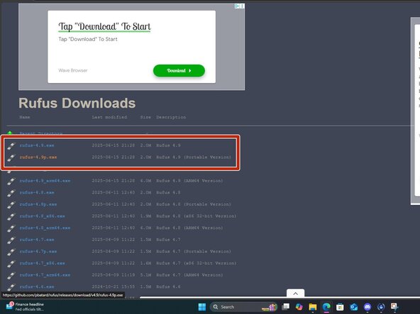 USB Installation Media Creation, Download Rufus: crwdns2935265:01crwdnd2935265:02crwdnd2935265:03crwdne2935265:0