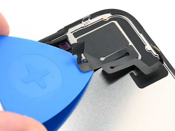 iPhone 16 Plus Screen Replacement, Peel up the ambient light sensor cable: 22 단계, 이미지 2개 중 2개