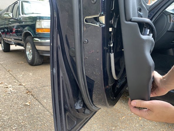 The door panel will still be attached at the top.