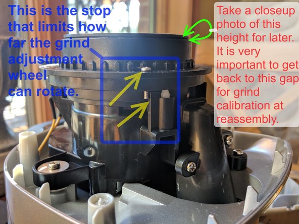 BCG600SIL Dose Control Pro Coffee Grinder - Jamming due to Worn Impeller, Remove the top cover and observe burr holder gap: step 11, image 3 of 3