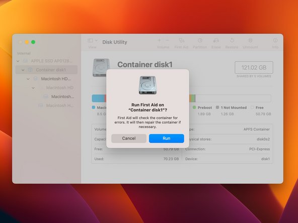 How to Run First Aid with Disk Utility: crwdns2935265:04crwdnd2935265:02crwdnd2935265:03crwdne2935265:0