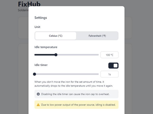 How to Use the FixHub Web Console, Adjust the idle timer: crwdns2935265:08crwdnd2935265:02crwdnd2935265:03crwdne2935265:0