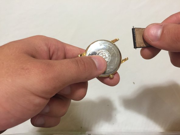 Set this half of the strap with the spring bar aside until we remove the other strap.