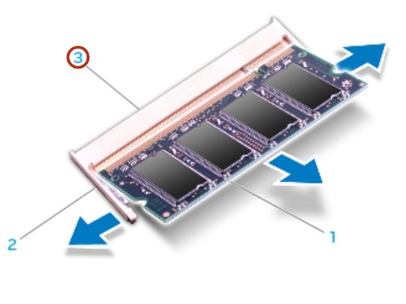 Dell Alienware M17x Memory Modules Replacement, Popping up the Memory Module: step 2, image 2 of 3