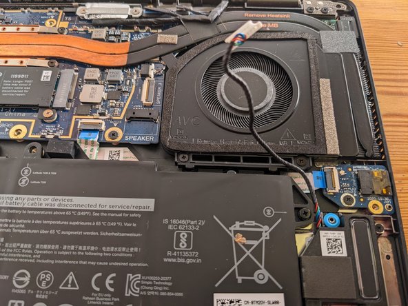 Dell Latitude 7420 Keyboard Replacement/Teardown, Disconnect speaker cable: step 3, image 2 of 2