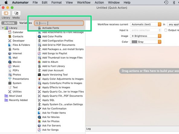 How to Create a Shortcut for System Appearance, Adding Action: crwdns2935265:09crwdnd2935265:02crwdnd2935265:03crwdne2935265:0