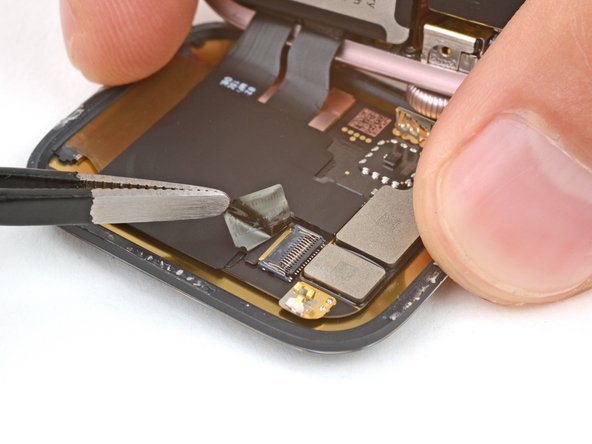 Apple Watch Series 9 Screen Replacement, Peel up the screen cable tape: passo 15, immagine 2 di 3