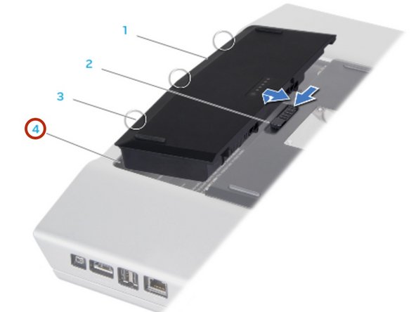 Dell Alienware M17x Battery Pack Replacement, Sliding the Battery Pack: step 6, image 2 of 2